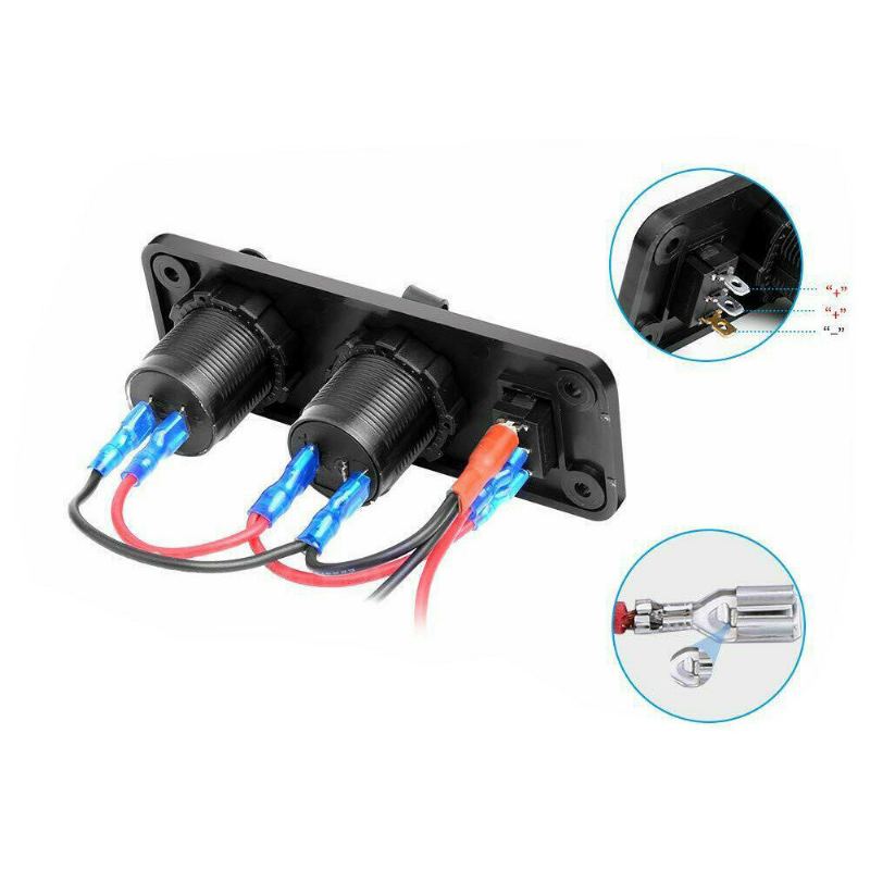 3v1 Duální Usb Nabíječka Led Voltmetr 12v 24v Napájecí Zásuvka On-off Panel Spínačů Černá Námořní Usb Loď Lodní Motorka Auto