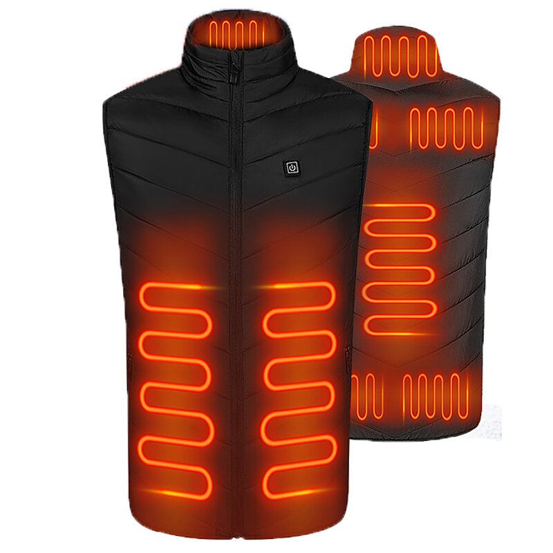 4/8 Vyhřívací Plocha Vyhřívaná Vesta Zateplená Elektrická Usb Nabíjení Muži Ženy Bunda Zimní Body Coat Thermal