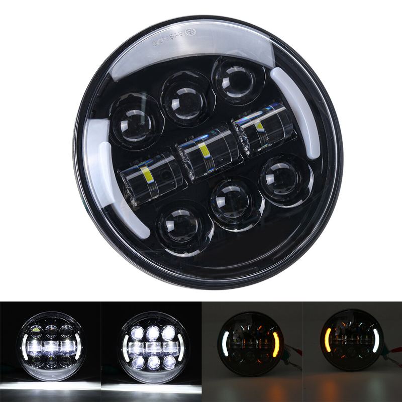 5.75" Led Světlomet Pro Motocykly Hi-lo Beam Drl Turn Signal Halo Ring