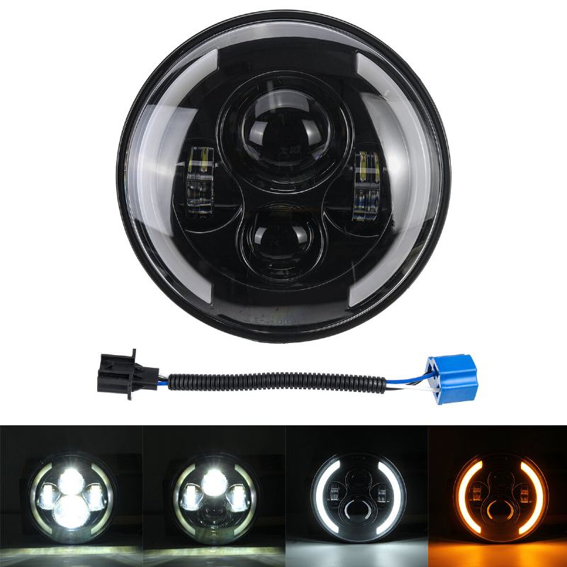 7" Motocyklové Led Projektorové Světlomety Hi-lo Beam Kulaté Pro Jeep For Wrangler