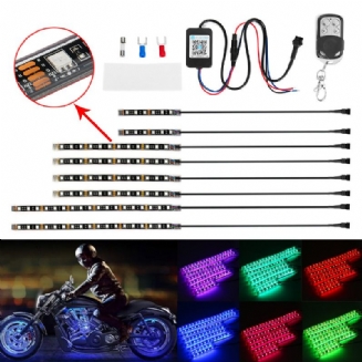 8pcs Motorcycle Bluetooth App Led Light Strip Kit Dálkové Ovládání Blikající Lampa