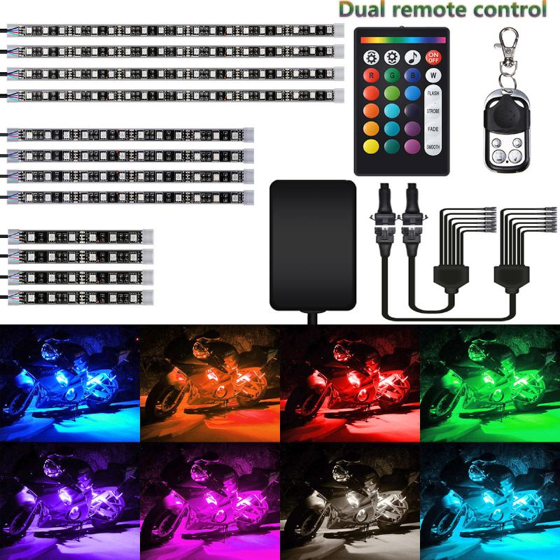 Ambother 12v 12ks 18barevná Rgb Led Rock Effect Light Waterproof Kit Hlasové Dálkové Ovládání Pro Motocykl A