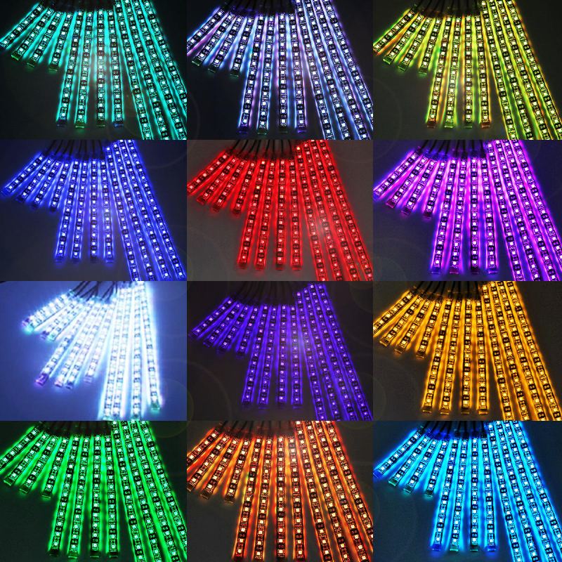 Ambother 12v 12ks 18barevná Rgb Led Rock Effect Light Waterproof Kit Hlasové Dálkové Ovládání Pro Motocykl A