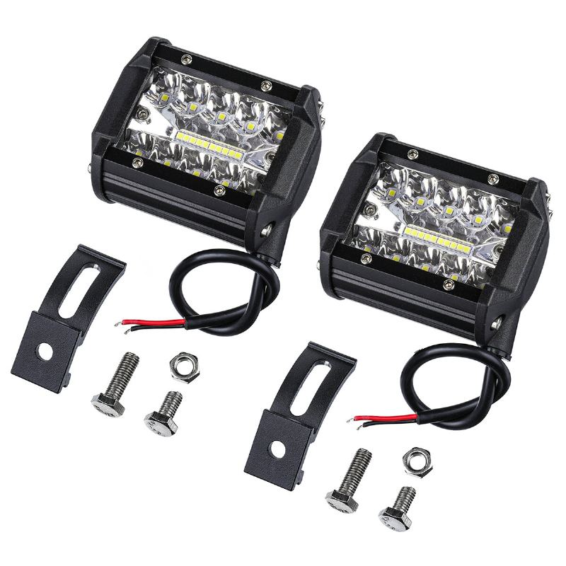 Ambother 2pcs Tri Row 4" 9-32v 20 Led Pracovní Světlo Bar Flood Spot Beam Offroad Suv Driving Truck Atv Utv Lodní Mlhová Lampa Vodotěsná