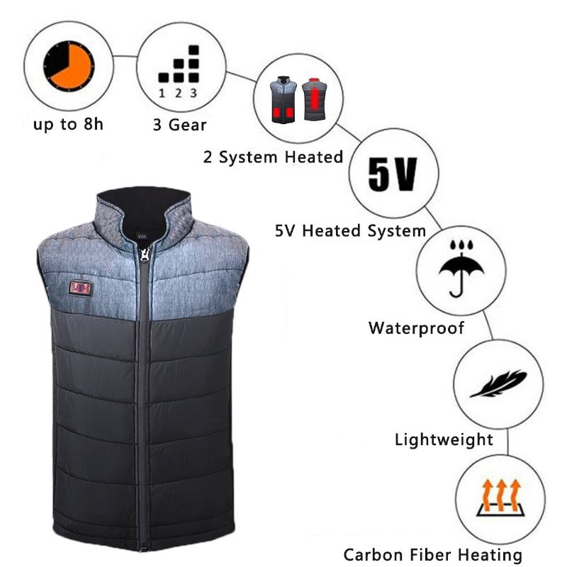 Dual System Vyhřívací Vesta Pánské Dámské Usb Chargingn Heat Vest Jacket Thermal Coats