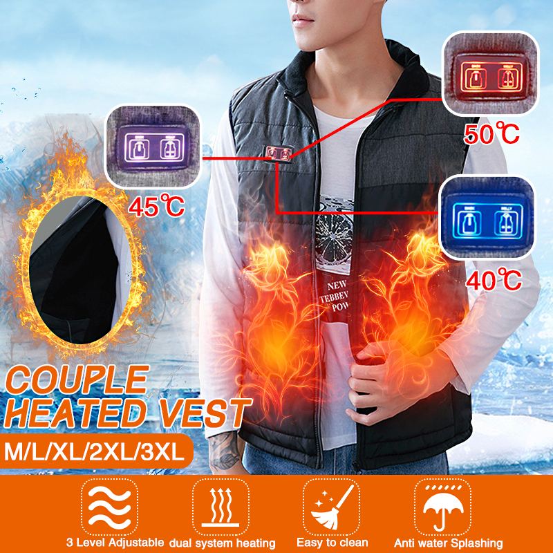 Dual System Vyhřívací Vesta Pánské Dámské Usb Chargingn Heat Vest Jacket Thermal Coats