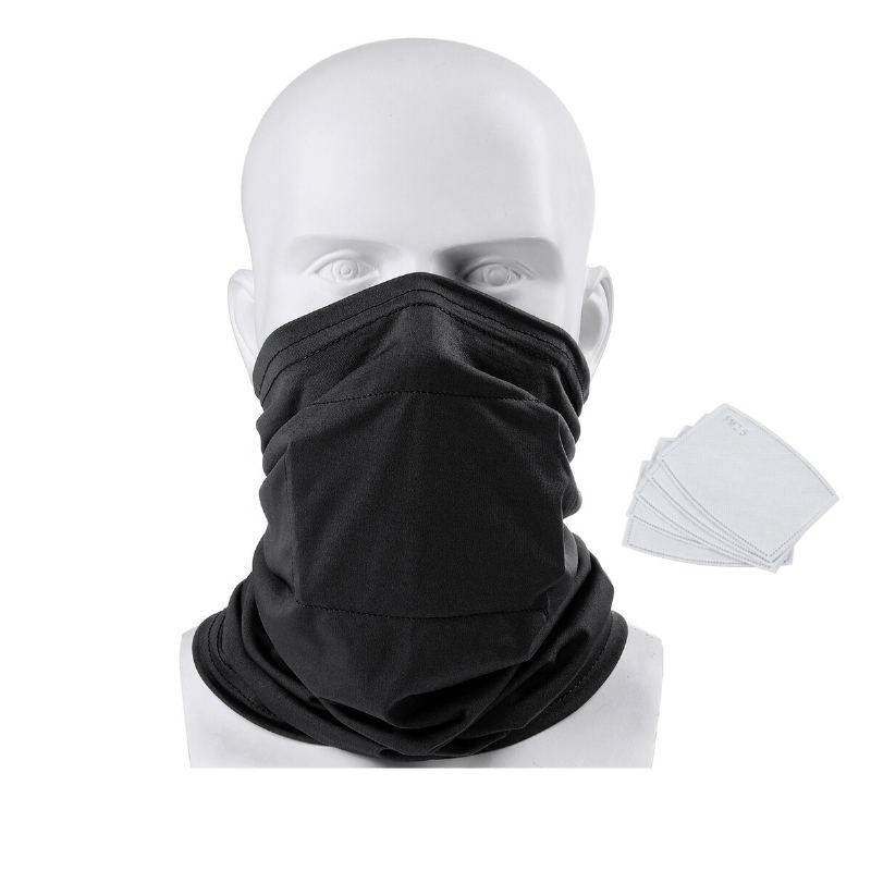 Obličejová Maska Pro Dospělé S 5 Ks Filtrů Pm2.5 Trubkový Šátek Bandana Head Víceúčelová Návnada Na Motocykly Na Kolo Riding Neck Gaiter Outdoor