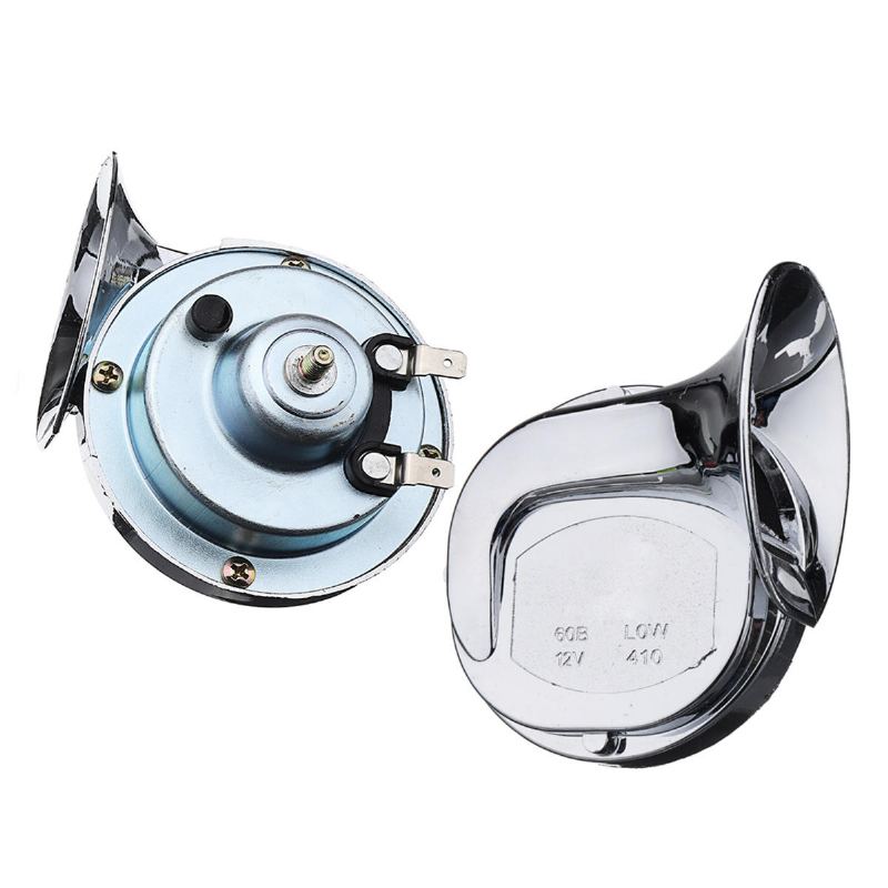 Pár 12v 110db Chrome Dual Tone Air Snail Horn Pro Auto Van Motocykl Univerzální