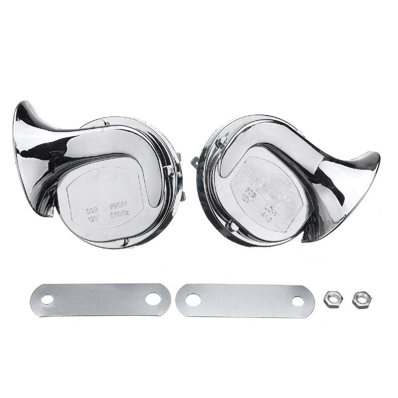 Pár 12v 110db Chrome Dual Tone Air Snail Horn Pro Auto Van Motocykl Univerzální