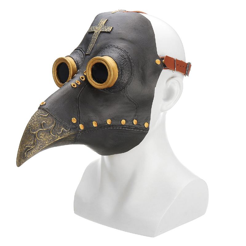 Plague Doctor Mask Halloween Kostým Bird Long Nose Beak Pu Kůže Steampunk