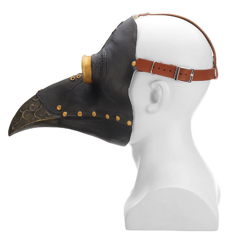 Plague Doctor Mask Halloween Kostým Bird Long Nose Beak Pu Kůže Steampunk