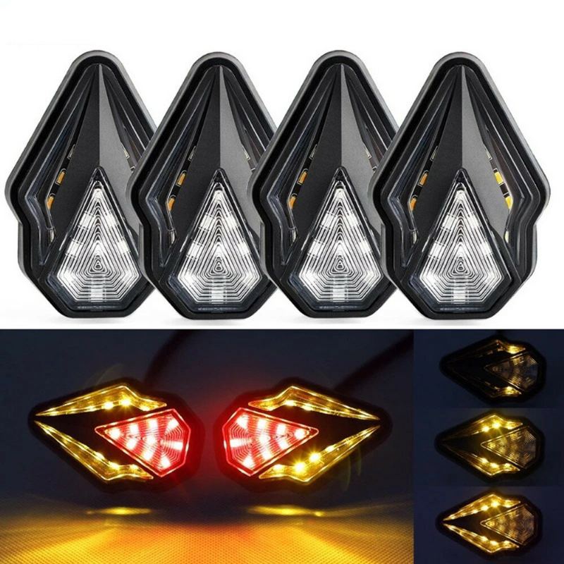 Spárujte 12v Dvojitá Světla Ve Tvaru Diamantu Led Pro Motocykly S Upozorněním Na Odbočení Voděodolnou Lampu Pro Denní Svícení