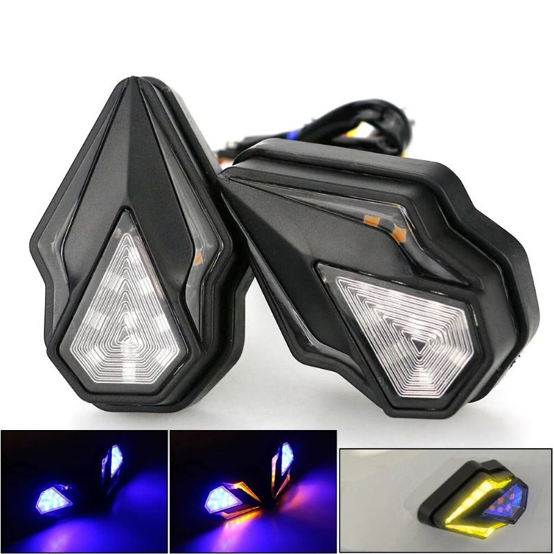 Spárujte 12v Dvojitá Světla Ve Tvaru Diamantu Led Pro Motocykly S Upozorněním Na Odbočení Voděodolnou Lampu Pro Denní Svícení