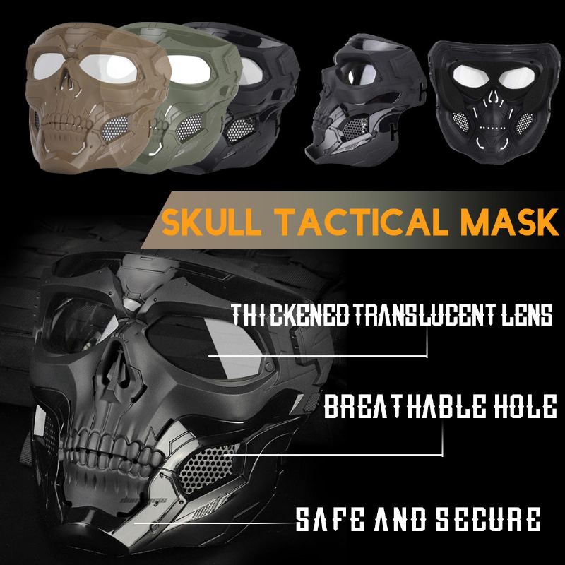 Wosport Skull Airsoft Paintball Mask Celoobličejová Taktická Maska Na Halloween