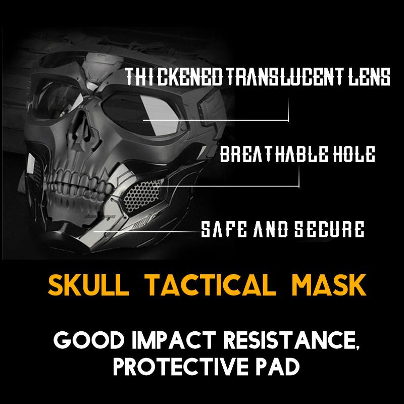 Wosport Skull Airsoft Paintball Mask Celoobličejová Taktická Maska Na Halloween