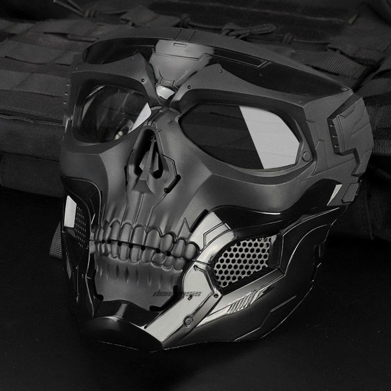 Wosport Skull Airsoft Paintball Mask Celoobličejová Taktická Maska Na Halloween