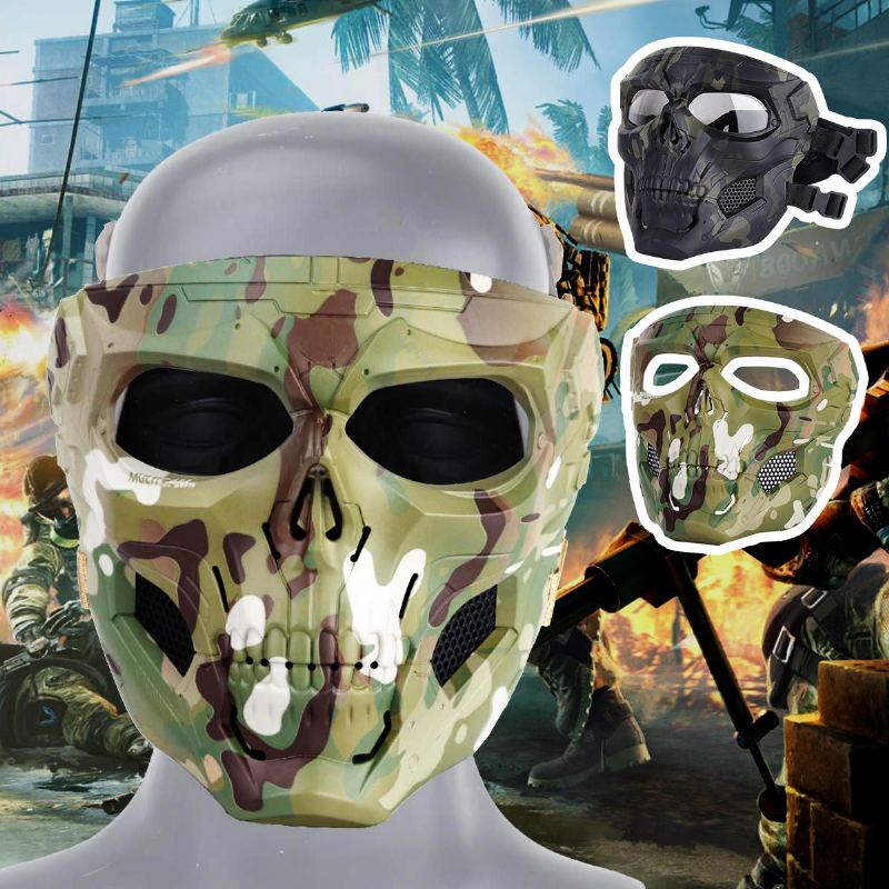 Wosport Skull Airsoft Paintballová Maska Celoobličejová Taktická Halloweenská Párty