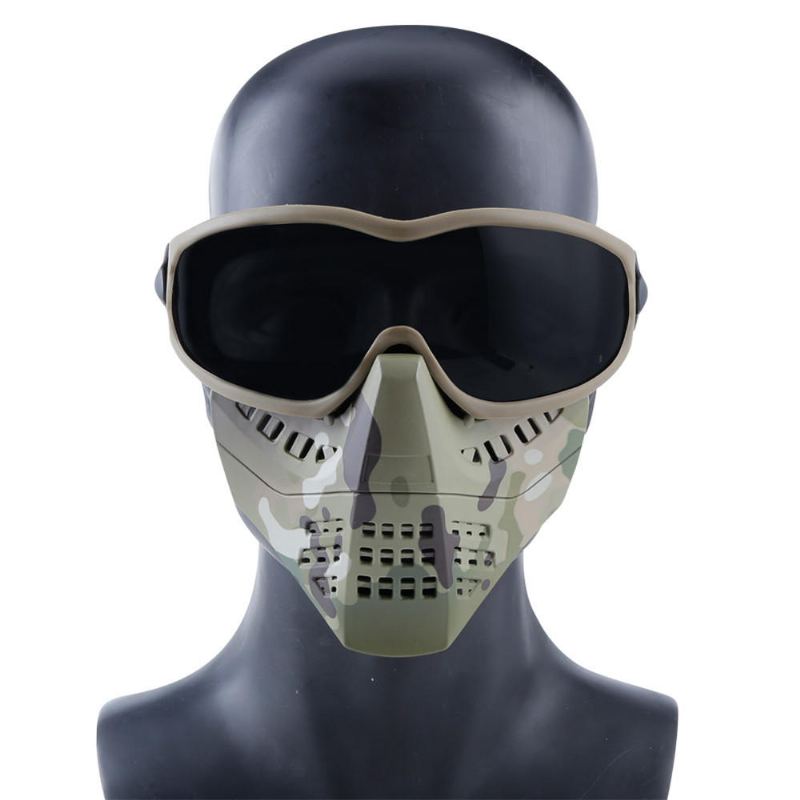Wosport Taktické Brýle + Poloviční Maska Na Obličej Odnímatelná Venkovní Cs Vojenská Ochranná