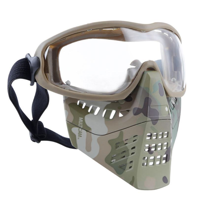 Wosport Taktické Brýle + Poloviční Maska Na Obličej Odnímatelná Venkovní Cs Vojenská Ochranná
