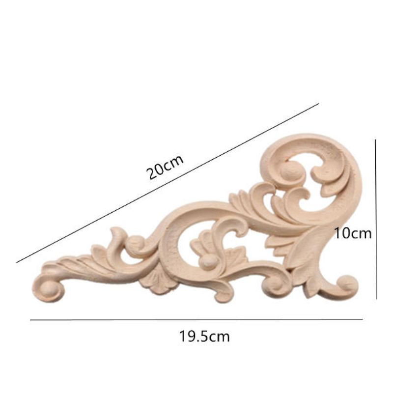 20x10cm Dřevěná Vyřezávaná Rohová Onlay Nelakovaná Rámová Dekorace