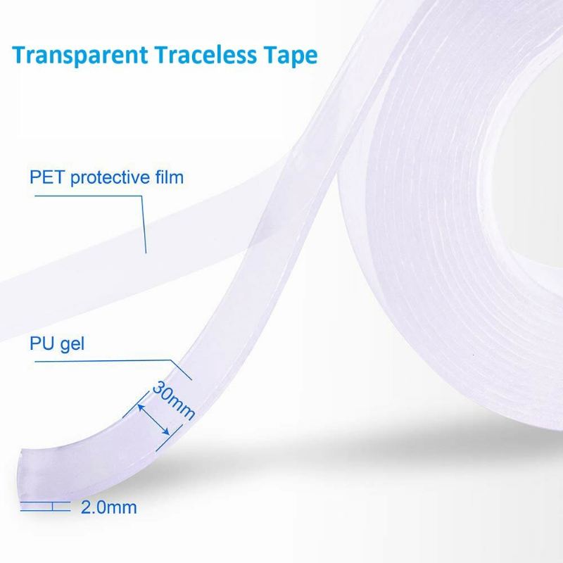 5m Transparentní Oboustranná Nano Pu Gelová Páska Protiskluzové Pevné Lepidlo 30 mm