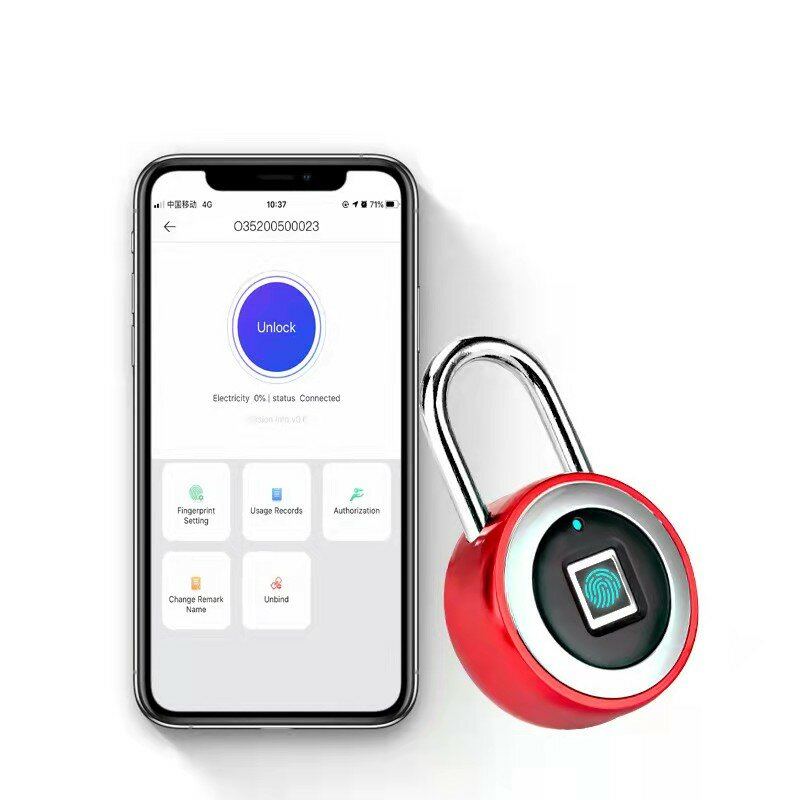 Chytrý Zámek Dveří S Otiskem Prstu Visací Usb Nabíjení Vodotěsná Aplikace Proti Krádeži Bluetooth Dálkový Ovladač Bez Klíče Pro Skříň Zavazadlový Pokoj 0.5 Sekundy Odemknutí