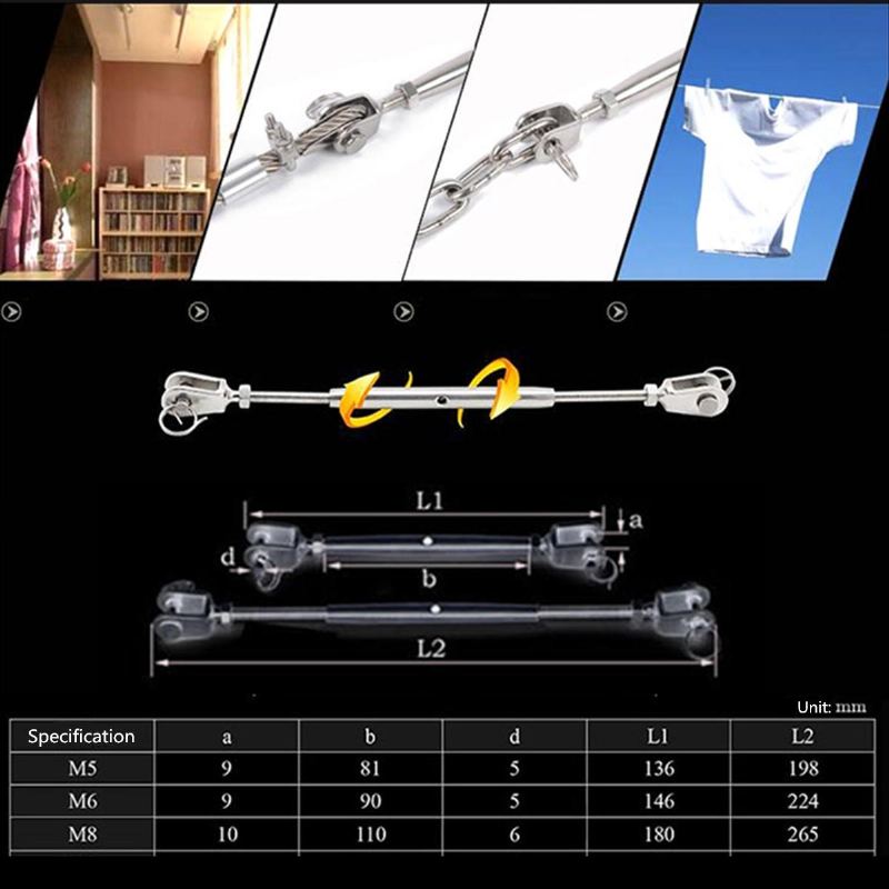 M5 M6 M8 Jaw & Jaw Napínák 316 Z Nerezové Oceli S Uzavřeným Tělem Napínací Šroub Pro Námořní Jachtu