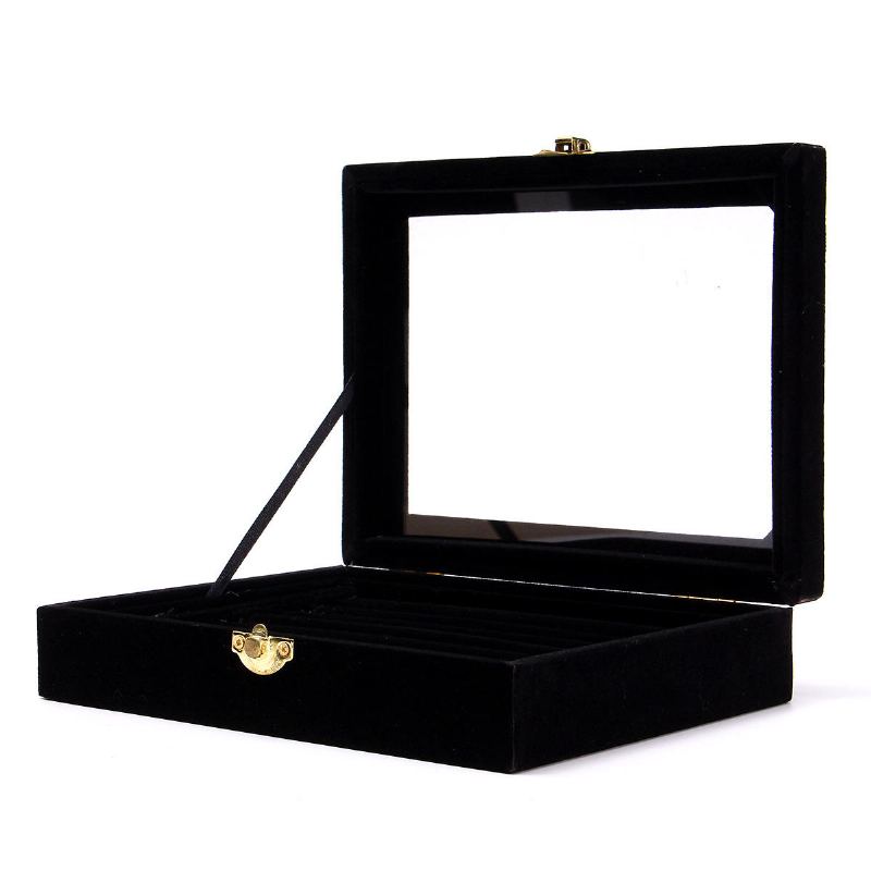 Šperky Velvet Wood Prsten Display Organizer Pouzdro Držák Podnosu Náušnice Úložný Box