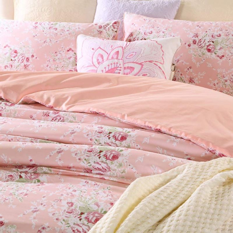 100% Egyptská Bavlna 400 Tc Shabby Floral Pink Piony Set Povlečení 3ks