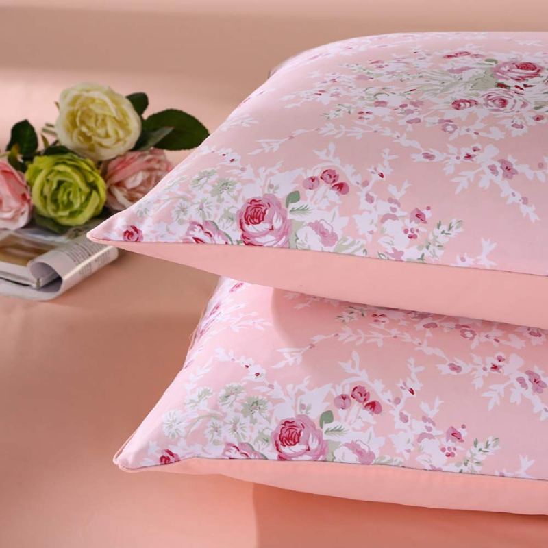 100% Egyptská Bavlna 400 Tc Shabby Floral Pink Piony Set Povlečení 3ks