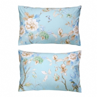 2ks Farmhouse Květinové Povlaky Na Polštáře 100% Egyptská Bavlna Shabby Blue Bird Print Polštář Shams Dekorativní Povlak Na