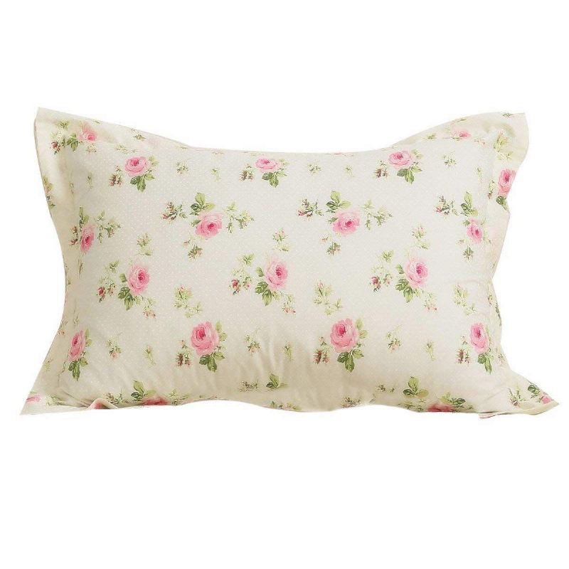 2ks Farmhouse Shabby Pink Roseette Print Rustikální Polštář Shams 100% Bavlna Povlaky Na Polštáře