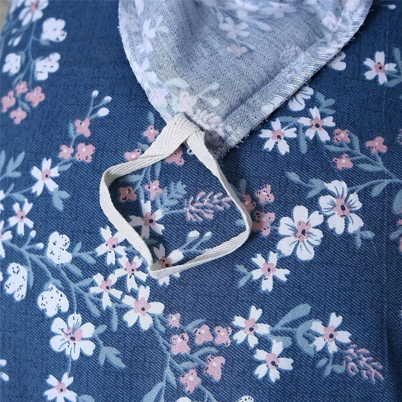 3 Ks Vintage Shabby Blue Květinová Sada Povlečení 100% Bavlna Elegantní Drobné Květiny Farmhouse Se Zapínáním Na Zip