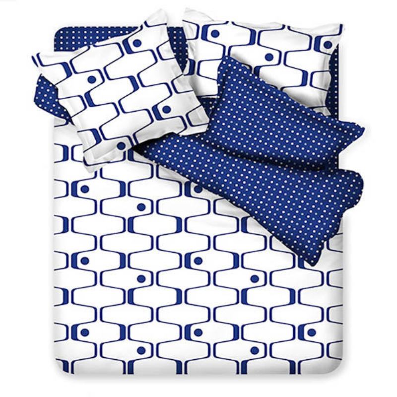 3 Nebo 4 Ks Polyesterové Vlákno Modrá Bílá Labyrint S Oboustranným Potiskem Sady Ložního Prádla