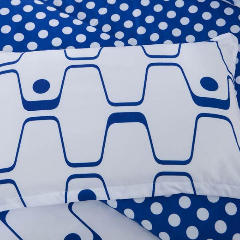 3 Nebo 4 Ks Polyesterové Vlákno Modrá Bílá Labyrint S Oboustranným Potiskem Sady Ložního Prádla