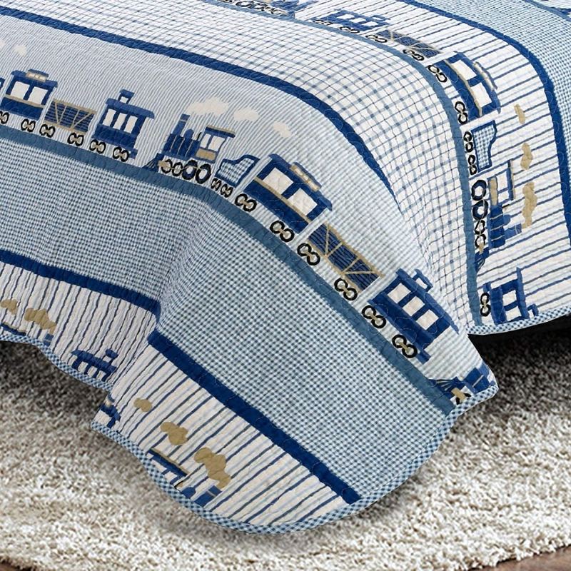 3dílná Sada Dětských Přikrývek S Motivem Vlaku Boys Queen Quilt Bed Set