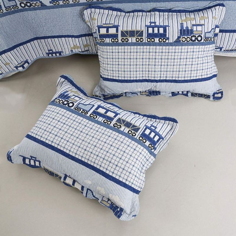 3dílná Sada Dětských Přikrývek S Motivem Vlaku Boys Queen Quilt Bed Set