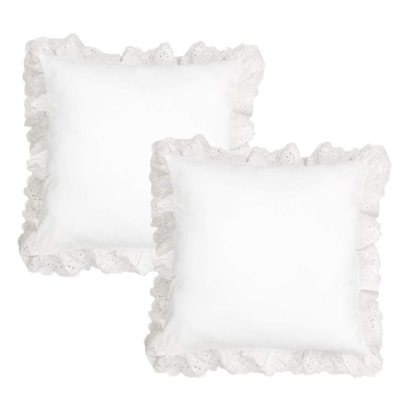 Bílý Polštář Shams 2 Packruffled Throw Povlak Na