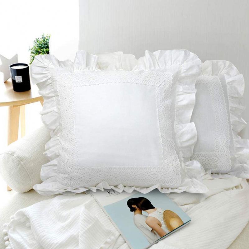 Bílý Polštář Shams 2 Packruffled Throw Povlak Na