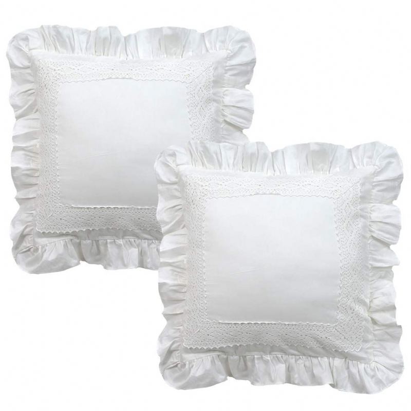 Bílý Polštář Shams 2 Packruffled Throw Povlak Na