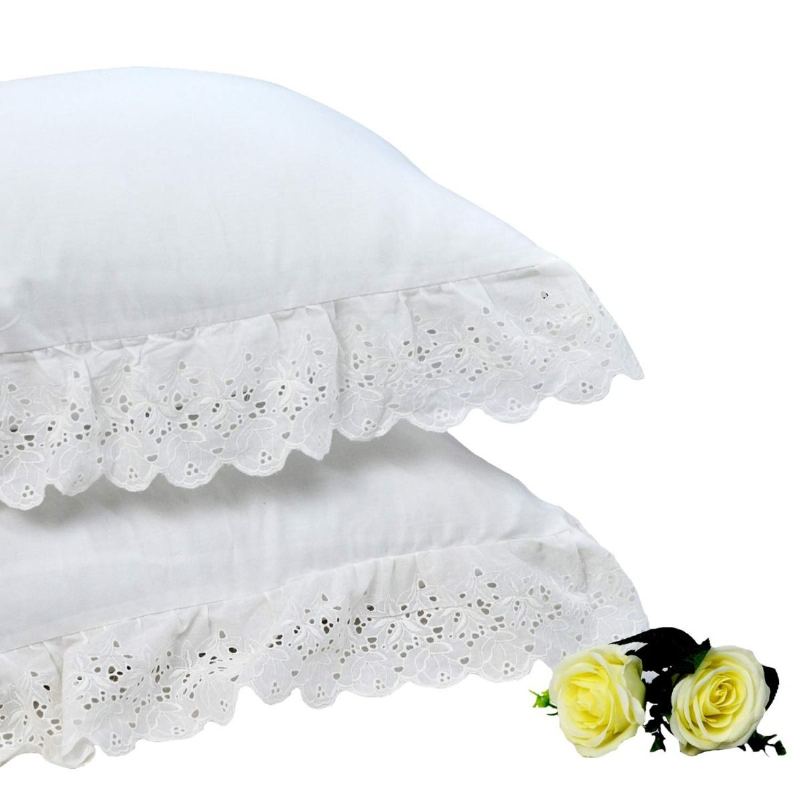 Bílý Polštář Shams 2 Packruffled Throw Povlak Na