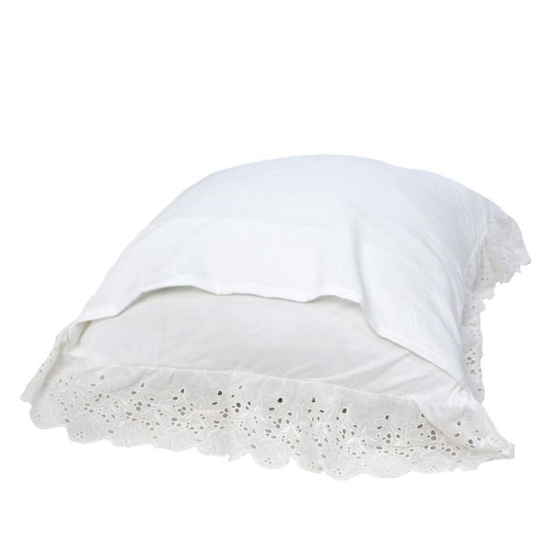 Bílý Polštář Shams 2 Packruffled Throw Povlak Na