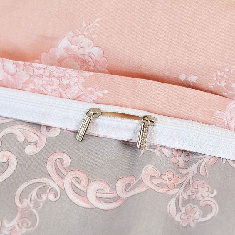 Blush Pink Dívčí Povlečení Set 100% Bavlna Damaškové Květinové Sada Na Zip