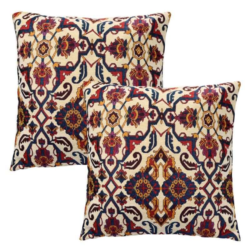 Bohemian Throw Polštáře Retro Jacquard Balení 2 Texturovaných Žinylkových Etnické Boho Marocké Dekorativní