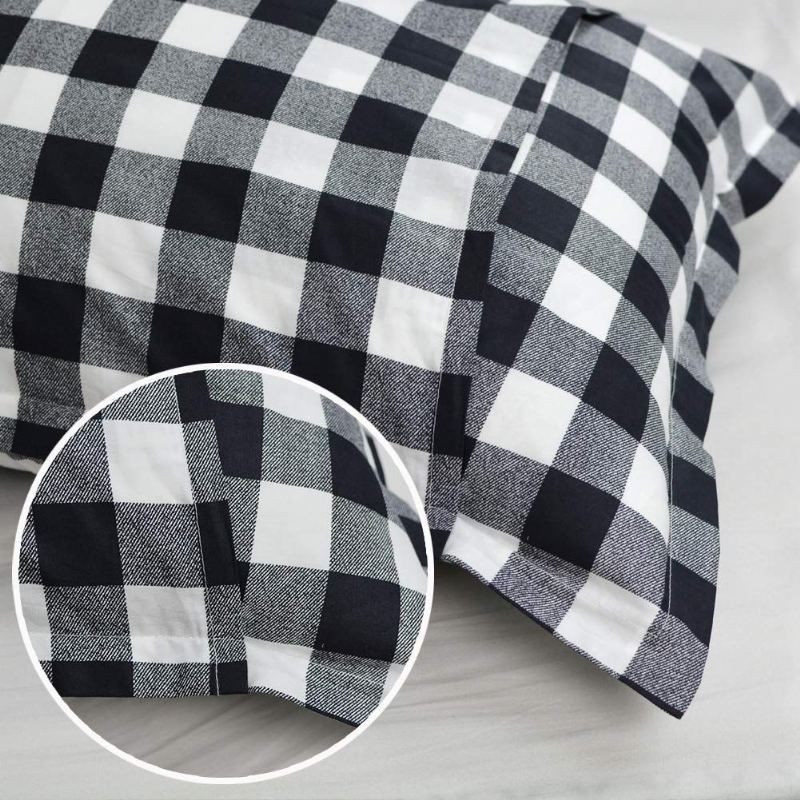 Buffalo Kostkovaná Přikrývka Sada 100% Bavlna Hypoalergenní 3 Ks Černá A Bílá Gingham Geometrická Povlečení