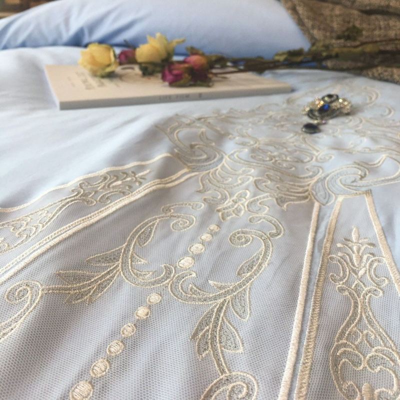 Dívčí Luxusní Sada Povlečení Pro Princezny 4ks 1000 Nití 100% Bavlna Vyšívací Krajkový Lem Romantická Svatebního