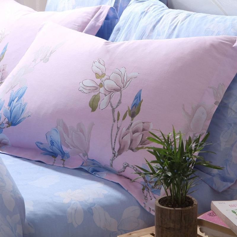 Farmhouse Shabby Magnolia Floral Pillow Shams Sada Povlaků Na Přikrývku Ze 100% Bavlny Super Měkké Hypoalergenní Se Zapínáním Na Skrytý Zip 2 Kusy Standardní Velikost