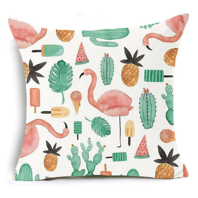 Honana 45x45cm Povlak Na Polštář Domácí Dekorace Flamingo Palmový List Design 16 Volitelných Vzorů