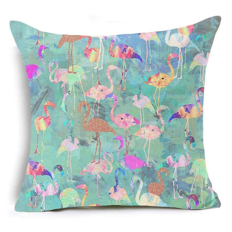 Honana 45x45cm Povlak Na Polštář Domácí Dekorace Flamingo Palmový List Design 16 Volitelných Vzorů