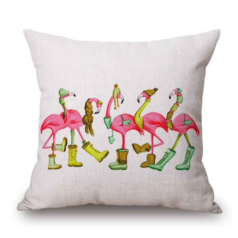 Honana Wx-d2 45x45cm Vintage Flamingos Bavlněné Povlečení Na Polštář Vánoční Povlak Na Polštářek Do Pasu